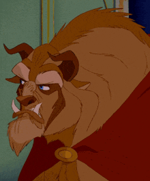 a close up of a cartoon character 's face with horns