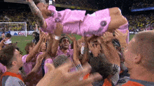 celebratory body tossing lionel messi inter miami cf major league soccer toss into the air