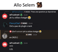 a screenshot of a chat with the name allo selem