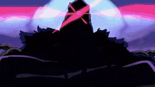 a cartoon drawing of a person with a red light coming out of their head