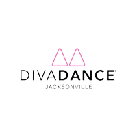 a diva dance logo with pink triangles on it