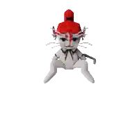 a cartoon character with red hair is sitting on a white background
