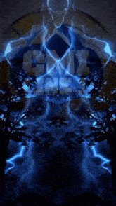 lightning strikes behind a sign that says gmz on it