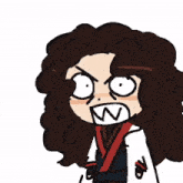 a cartoon drawing of a girl with curly hair making a funny face