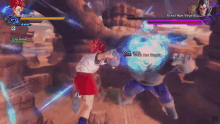 a screenshot of a video game where goku is fighting a great ape vegeta