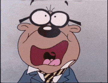 Penfold screaming at the sight of a robot