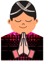 a cartoon of a boy with his eyes closed and his hands folded