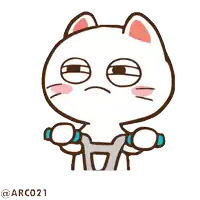 a cartoon of a cat holding a pair of dumbbells with the watermark @arco21