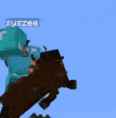 a video game character is riding a horse in the air .