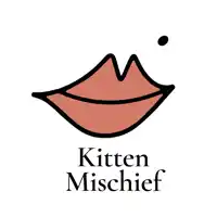 a logo for kitten mischief has a drawing of a mouth