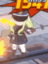 a girl in a police uniform is holding a gun in a game .
