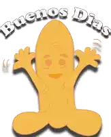 a picture of a cartoon character with the words buenos dias above it