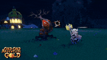 a game called gold gold adventure gold is being played in a grassy field