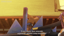a cartoon of a woman talking in a foreign language with the words eram vocês