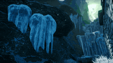 icicles hanging from a rock in a cave