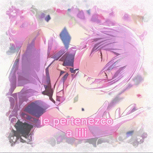 a purple anime character with the words le pertenezco a lili
