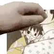 a close up of a person holding a picture of a person .