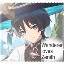 a picture of a boy with the words wanderer loves zenith