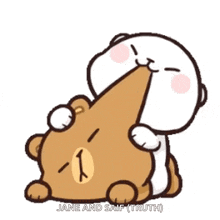 a cartoon of two bears hugging each other with the words jane and saif ( truth ) written below them