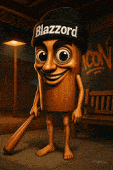 a cartoon character wearing a beanie that says blazzord