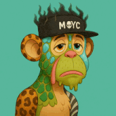 a cartoon of a monkey wearing a hat that says moyc