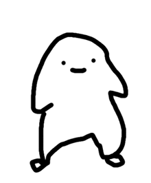 a black and white drawing of a cartoon character with a smile on its face .