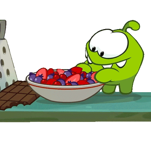 Eating Berries Om Nom Sticker - Eating Berries Om Nom Om Nom And Cut The Rope Stickers
