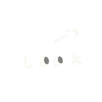 a white background with the word look written in black