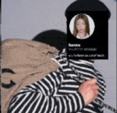 a person in a striped shirt has a picture of hanna on their profile