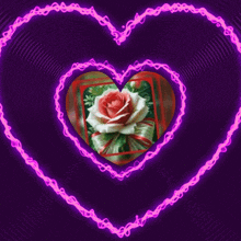 a pink heart with a picture of a rose in the middle