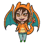 a cartoon of a girl wearing a hoodie with a dragon on it