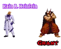 a video game character named kain r. heinlein and another character named grant