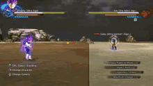 a screenshot of a video game shows goku and vegeta fighting each other