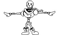 papyrus from undertale is standing with his arms outstretched .