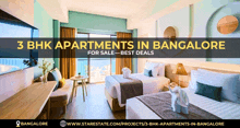an advertisement for 3 bhk apartments in bangalore for sale