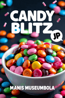a book called candy blitz jp has a bowl of candy on the cover