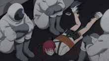 a cartoon of a girl tied up with a rope