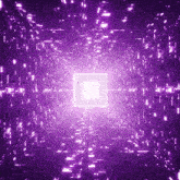 a purple tunnel with a glowing square in the middle