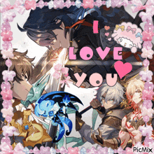 a picture of anime characters with the words " i love you " on top
