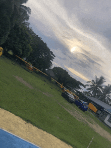 a row of small planes are parked in a field