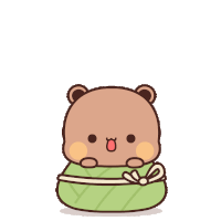 a cartoon bear wrapped in a green cloth