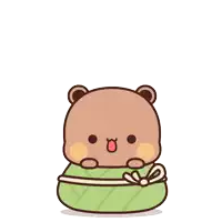 a cartoon bear wrapped in a green cloth