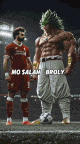 a soccer player with the number 10 on his jersey stands next to a cartoon character