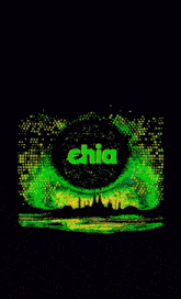 a black background with green dots and the word chia on it