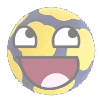 a smiley face that looks like a globe with its mouth open