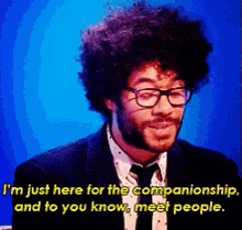 Richard Ayoade Im Just Here For The Companionship GIF - Richard Ayoade Im Just Here For The Companionship Meet People GIFs