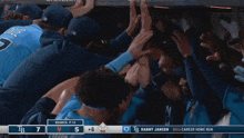 danny jansen 's 80th career home run is being celebrated by the tampa bay rays