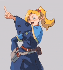 a drawing of a girl with a blue cape on