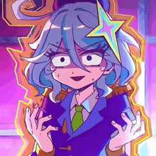 a cartoon character with a star on her head