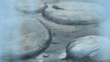 a drawing of a person standing on rocks
